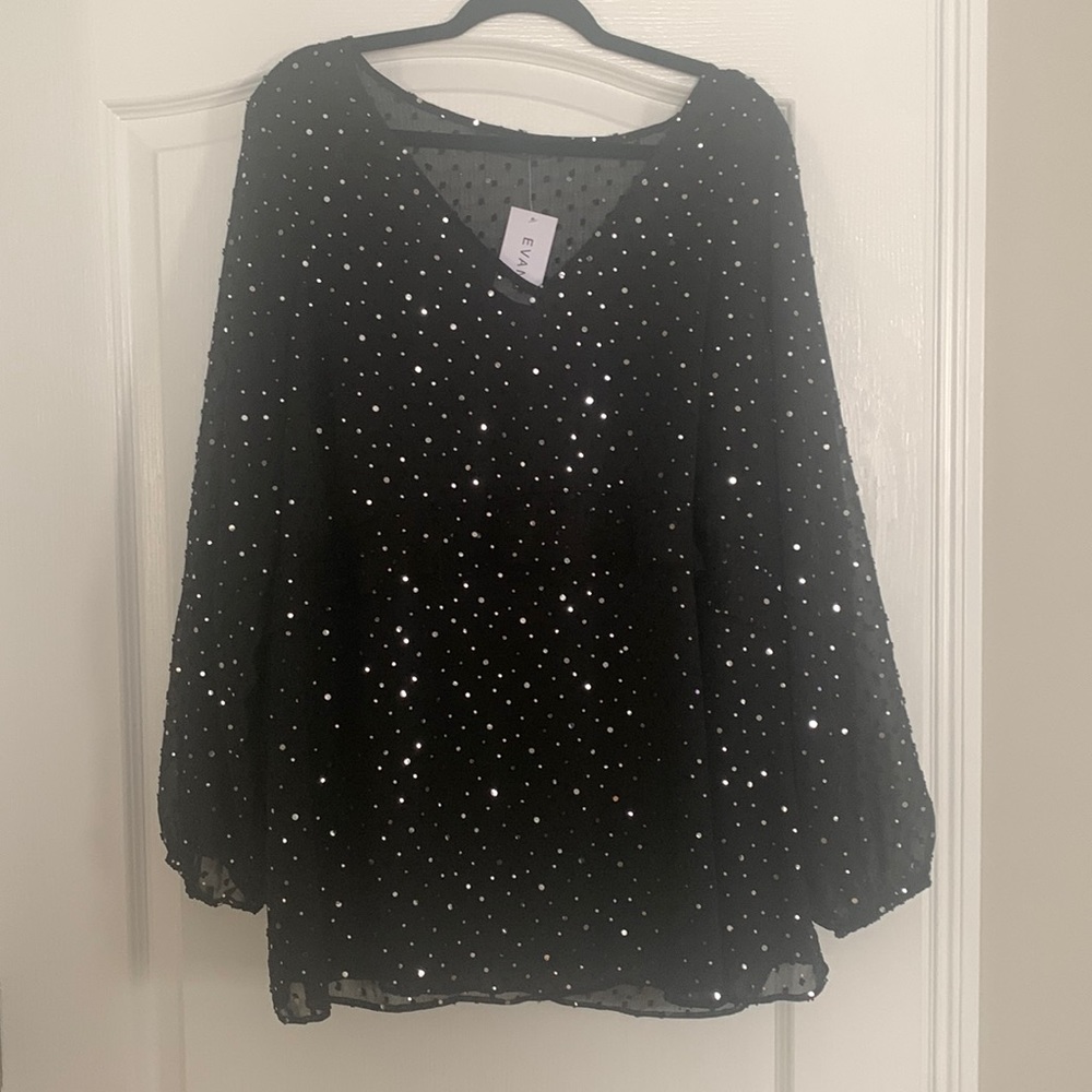 Sequined long sleeve blouse